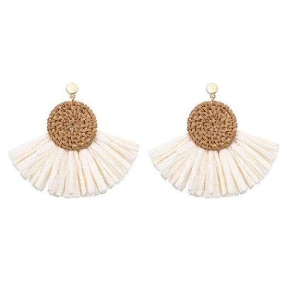 Hand-knited Bamboo Tassel Woman earrings